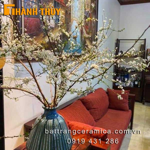 Bình cắm hoa gốm Bát Tràng xanh ngọc bích đẹp sang trọng Bình cắm hoa gốm Bát Tràng xanh ngọc bích đẹp sang trọng