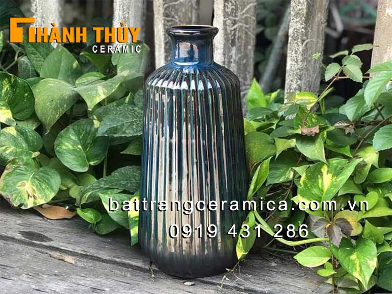 Bình gốm đèn lồng cao 40cm Bát Tràng sang trọng cắm hoa đẹp 