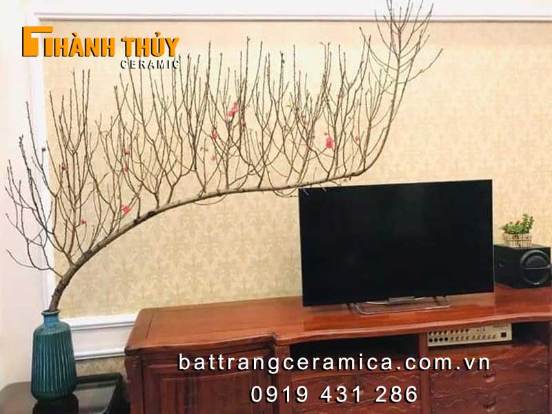 Bình gốm đèn lồng cao 40cm Bát Tràng sang trọng cắm hoa đẹp