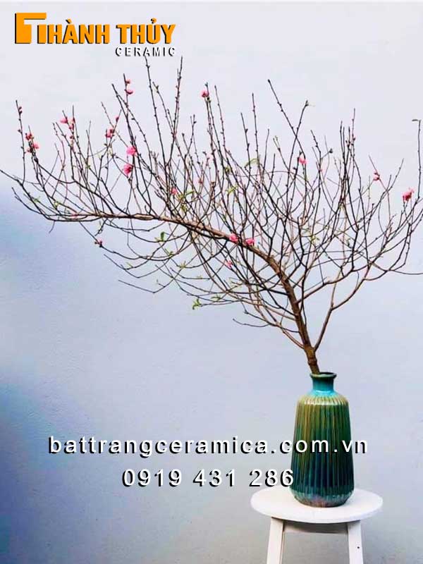 Bình gốm đèn lồng cao 40cm Bát Tràng sang trọng cắm hoa đẹp