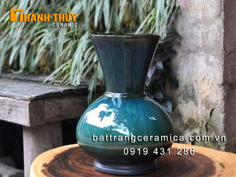 Bình cắm hoa thủ công xanh ngọc bích 25cm đẹp sang trọng 