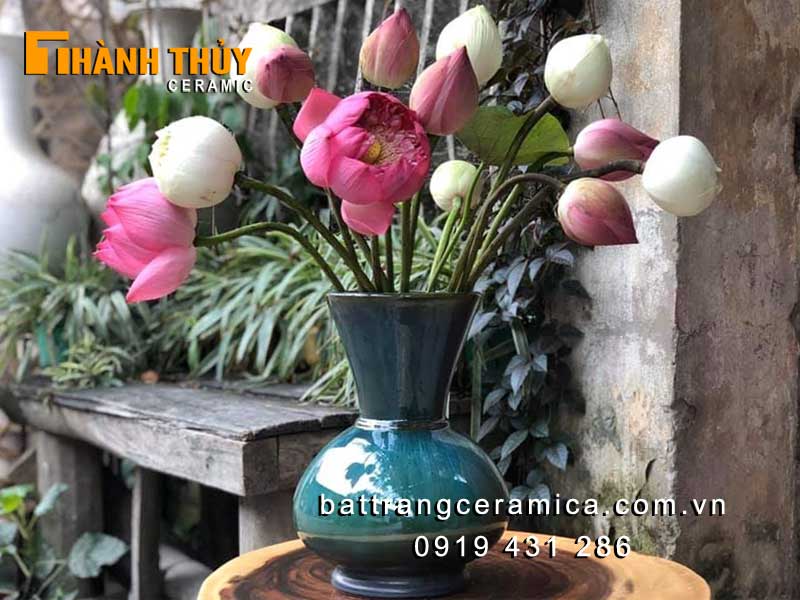 Bình cắm hoa thủ công xanh ngọc bích 25cm đẹp sang trọng Bình cắm hoa thủ công xanh ngọc bích 25cm đẹp sang trọng