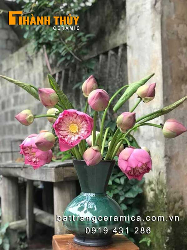 Bình cắm hoa thủ công xanh ngọc bích 25cm đẹp sang trọng Bình cắm hoa thủ công xanh ngọc bích 25cm đẹp sang trọng