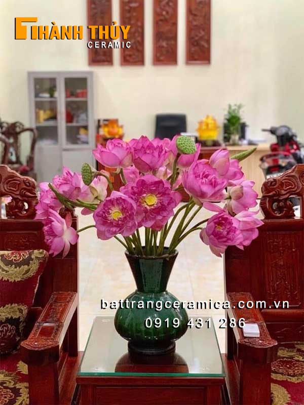 Bình cắm hoa thủ công xanh ngọc bích 25cm đẹp sang trọng Bình cắm hoa thủ công xanh ngọc bích 25cm đẹp sang trọng