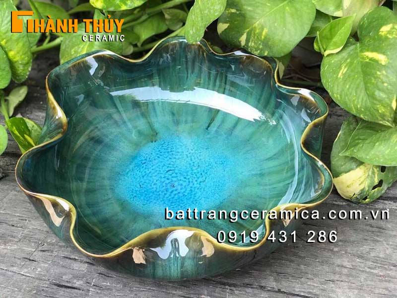 Bát thả hoa men ngọc bích 23 cm trang trí nhà đẹp tươi tắn