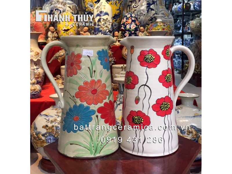 Bình hoa vintage quai cao 25 cm gốm sứ Bát Tràng đẹp sang Bình hoa vintage quai cao 25 cm gốm sứ Bát Tràng đẹp sang