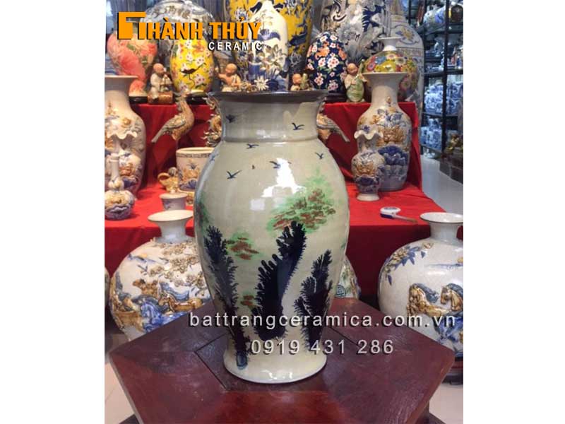 Bình cắm hoa Bát Tràng 28cm đẹp sang trọng tặng quà 