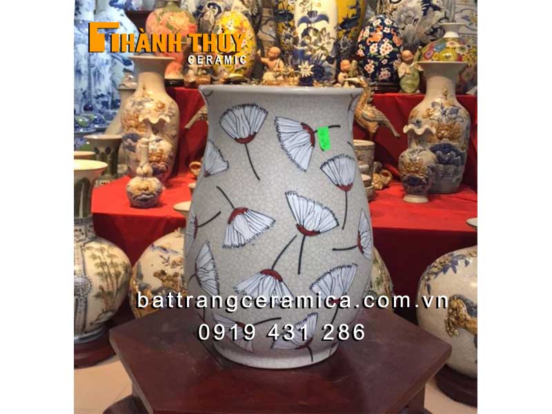 Bình hoa men rạn cao 27cm phong cách hiện đại gốm Bát Tràng 