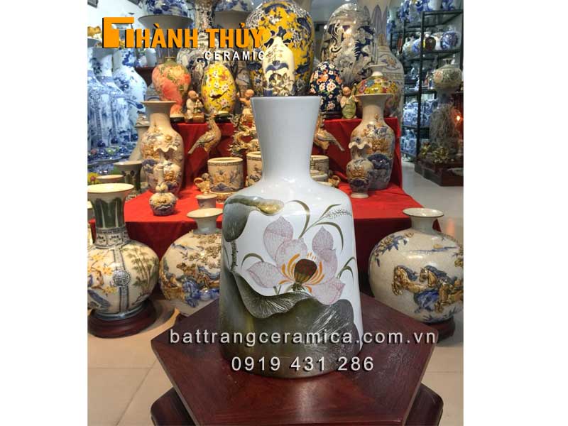 Bình hoa sen sơn mài khảm bạc sang trọng đẹp mắt giá tốt Bình hoa sen sơn mài khảm bạc sang trọng đẹp mắt giá tốt