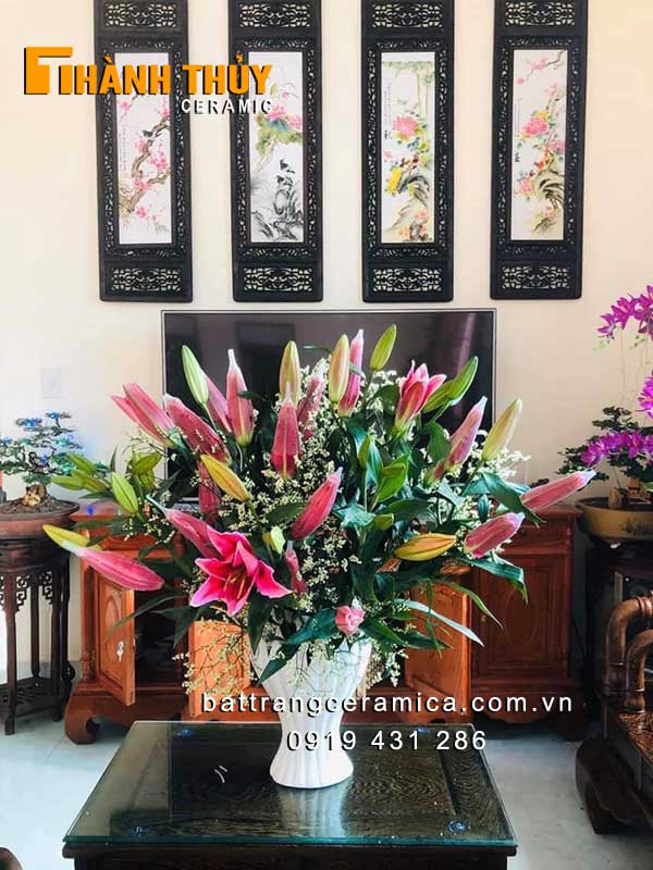 Bình hoa bàn tay Phật Bát Tràng 28cm đẹp trang trí tết