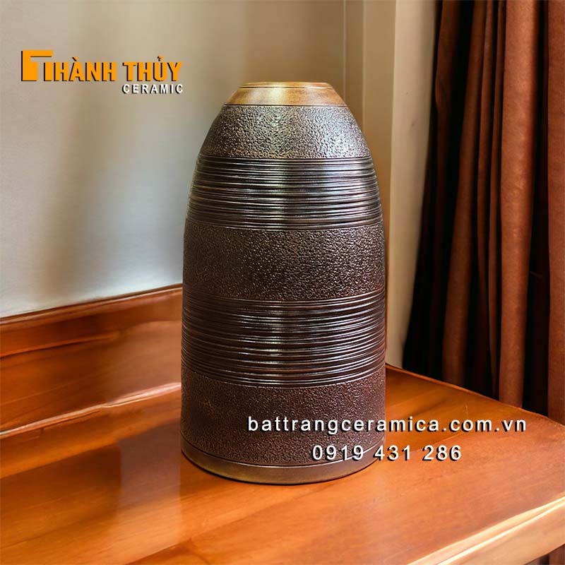 Lọ hoa chuông Bát Tràng 52cm Trang trí Tết cắm đào đẹp