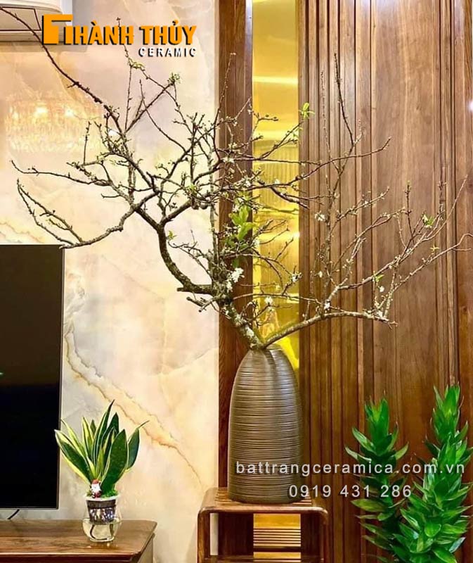 Lọ hoa chuông Bát Tràng 52cm Trang trí Tết cắm đào đẹp