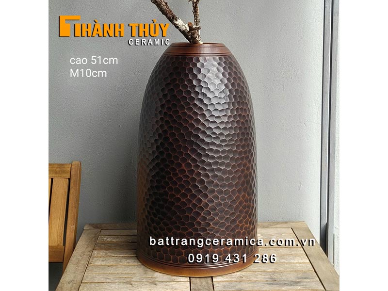 Bình chuông gốm sứ Bát Tràng cao 51cm cắm đào đẹp sang 