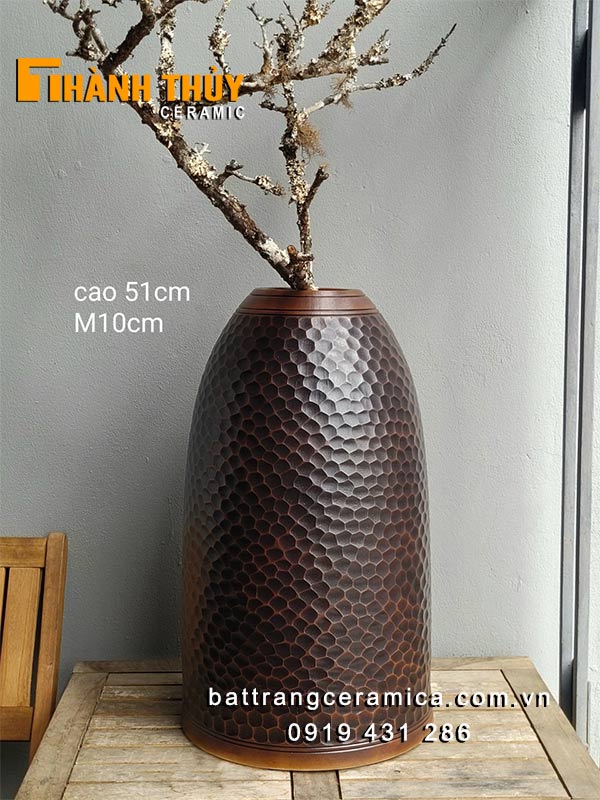 Bình chuông gốm sứ Bát Tràng cao 51cm cắm đào đẹp sang