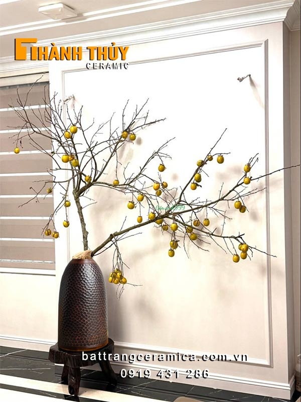 Bình chuông gốm sứ Bát Tràng cao 51cm cắm đào đẹp sang