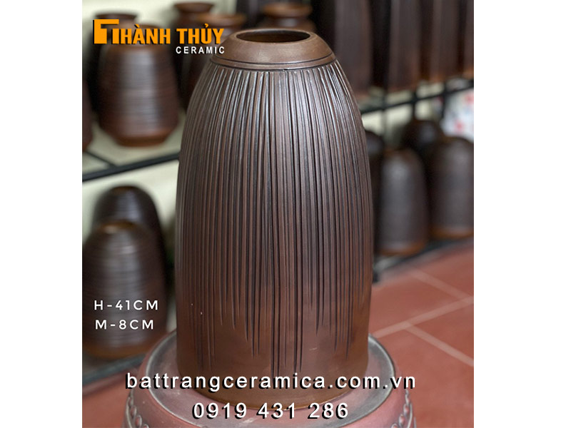 Lọ hoa chuông 41cm gốm sứ Bát Tràng cắm đào Tết đẹp sang trọng