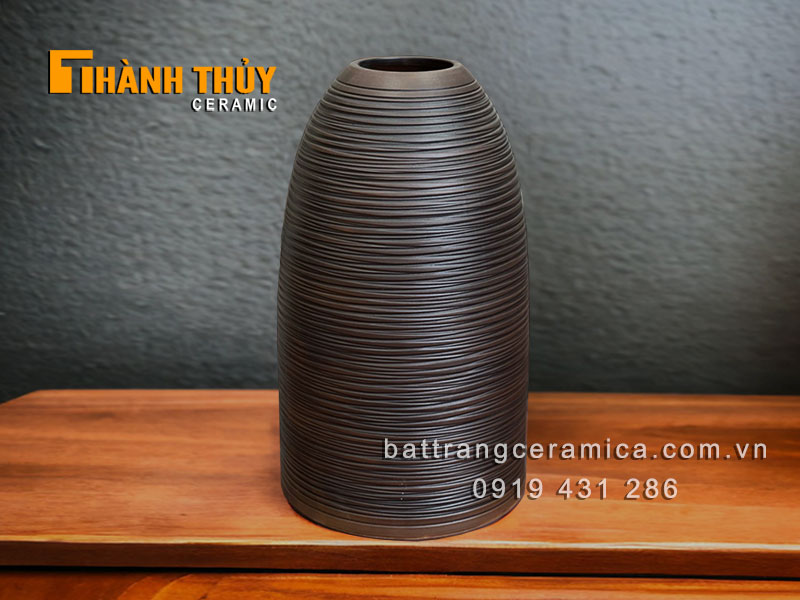 Bình chuông gốm Bát Tràng 41cm cắm đào tết đẹp sang trọng