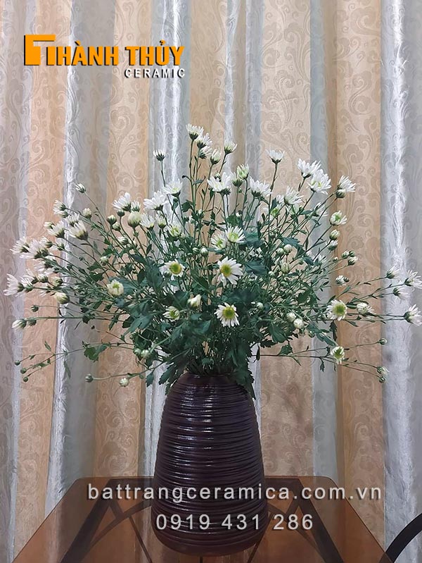 Bình hoa dáng chuông 32cm gốm sứ Bát Tràng trang trí nhà đẹp
