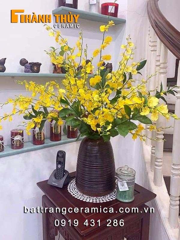 Bình hoa dáng chuông 32cm gốm sứ Bát Tràng trang trí nhà đẹp