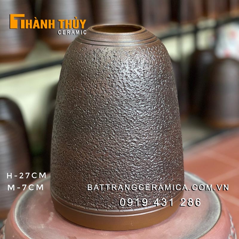 Bình chuông sần nhỏ 27cm gốm sứ Bát Tràng sang trọng đẹp