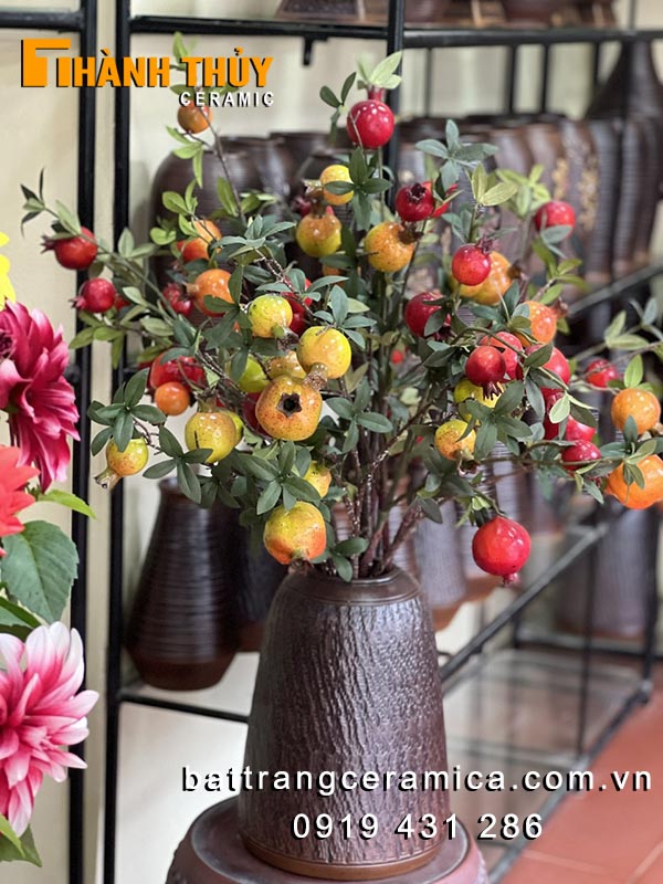Bình chuông sần nhỏ 27cm gốm sứ Bát Tràng sang trọng đẹp