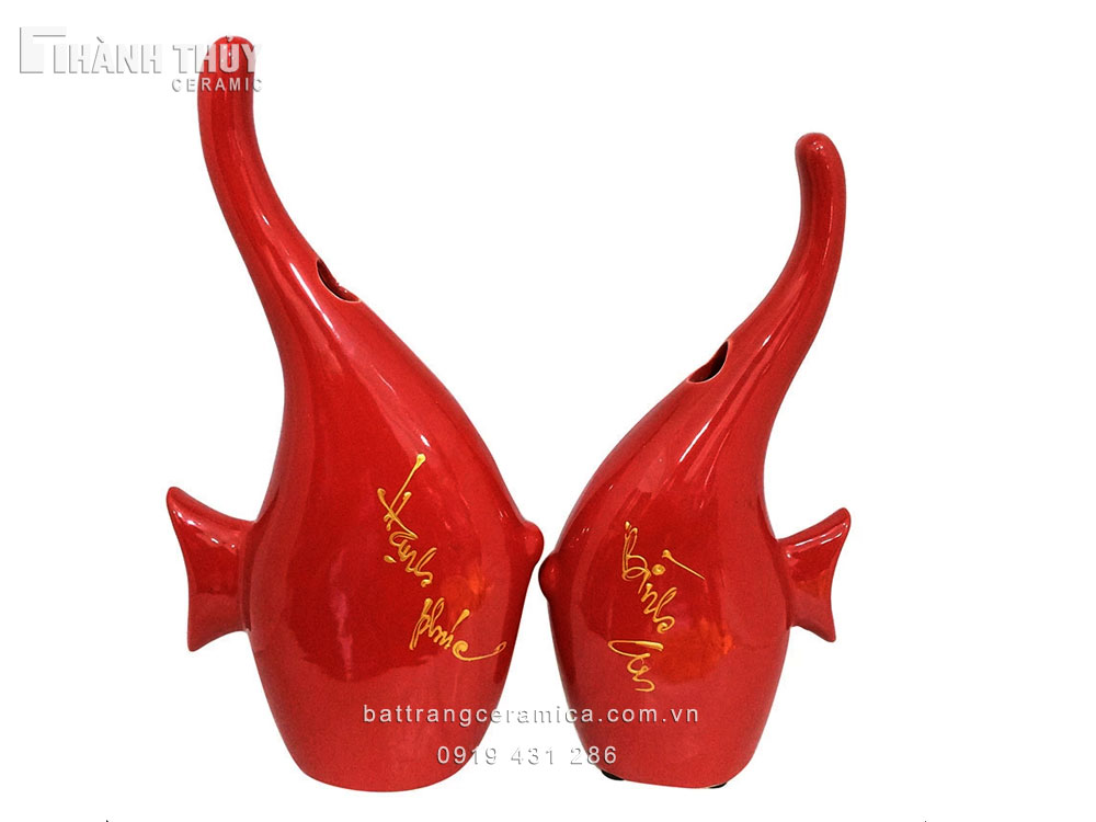 Lọ hoa Cá đôi Bát Tràng đẹp quà tặng phong thủy cao cấp