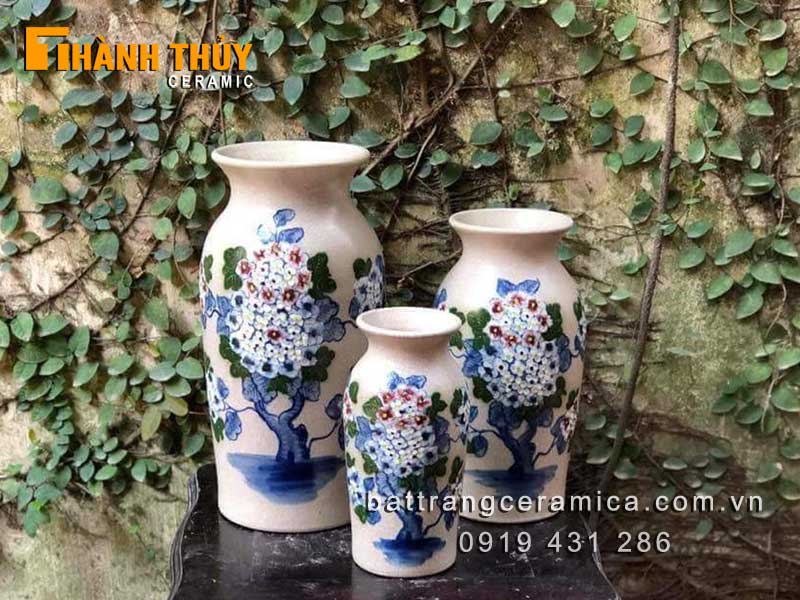 Bộ 3 bình hoa cẩm tú cầu đẹp sang trọng giao hàng nhanh