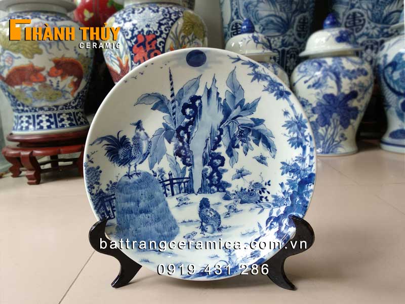 Đĩa cảnh Tiêu Kê 30cm phong thủy nghệ thuật tăng tài lộc Đĩa cảnh Tiêu Kê 30cm phong thủy nghệ thuật tăng tài lộc