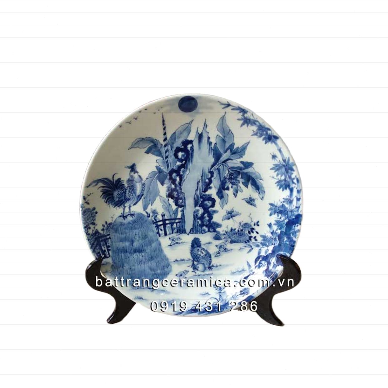 Đĩa cảnh Tiêu Kê 30cm phong thủy nghệ thuật tăng tài lộc 