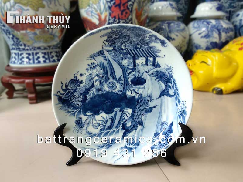 Đĩa cá Chép Vượt Vũ Môn 30cm phong thủy may mắn độc đáo Đĩa cá Chép Vượt Vũ Môn 30cm phong thủy may mắn độc đáo