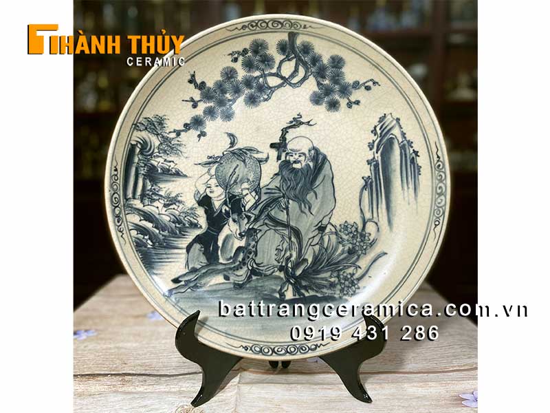 Đĩa cảnh Bát Tràng 35cm Tiên Đồng Hiến Thọ phong thủy đẹp Đĩa cảnh Bát Tràng 35cm Tiên Đồng Hiến Thọ phong thủy đẹp
