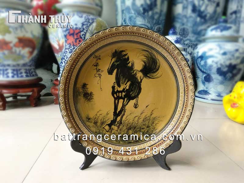 Đĩa Cảnh Sứ Mã Đáo Thành Công 35cm Quà Tặng Phong Thủy Sale 