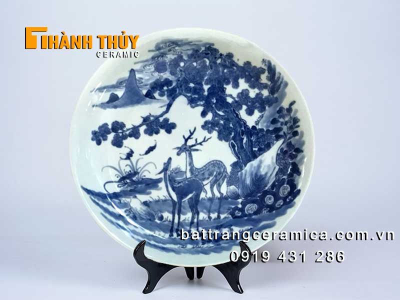 Đĩa trang trí Tùng Lộc Phi 30cm phong thủy quà tặng độc đáo