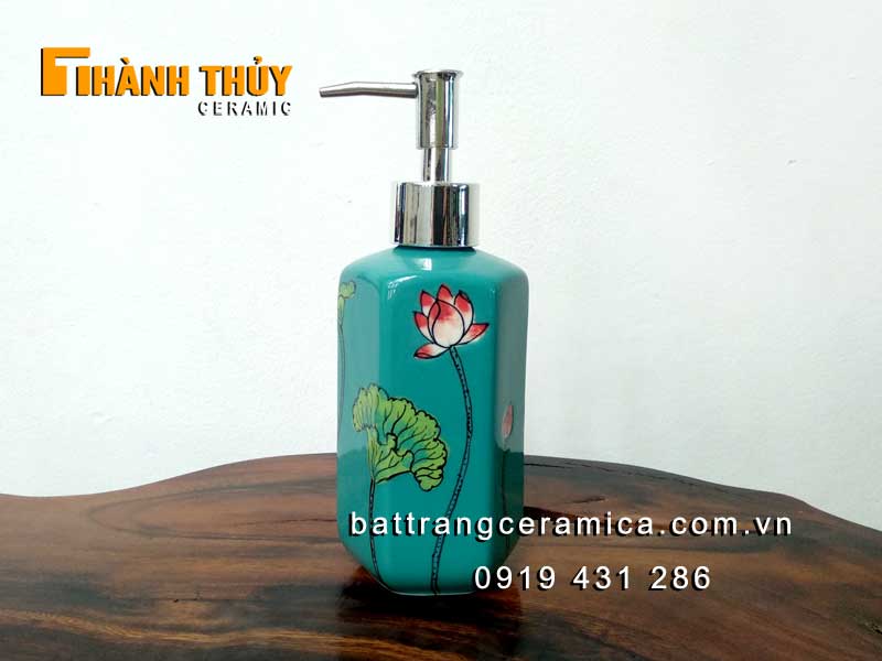 Bình đựng dầu gội sữa tắm sen xanh lục bảo tiện lợi sang trọng