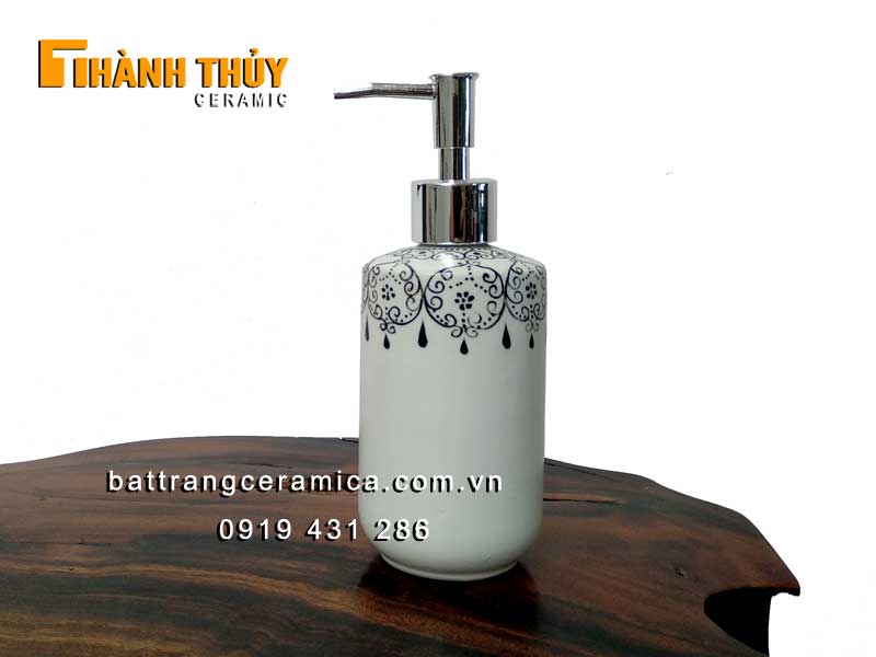 Bình đựng dầu gội sữa tắm vintage trắng sang trọng tiện lợi Bình đựng dầu gội sữa tắm vintage trắng sang trọng tiện lợi