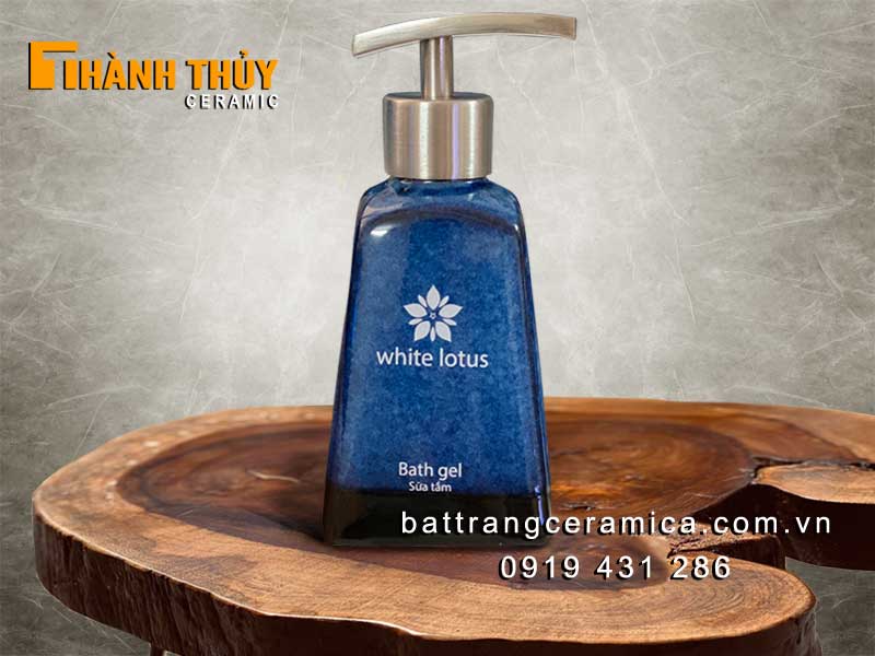 Bình đựng dầu gội sữa tắm sứ men hỏa biến khách sạn sang trọng tiện dụng