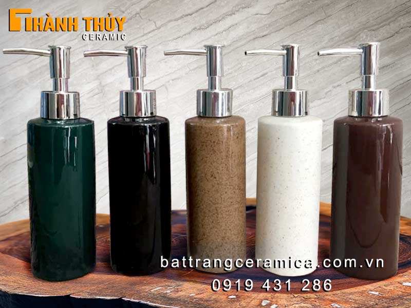 Bình đựng dầu gội sữa tắm sứ Bát Tràng cao cấp sang trọng tiện ích 