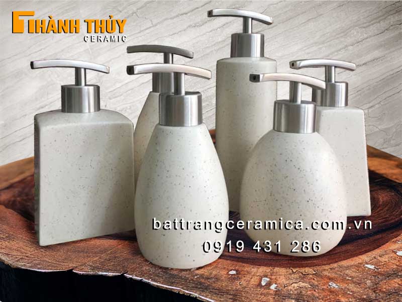 Bình dầu gội sữa tắm khách sạn men gốm Bát Tràng sang trọng