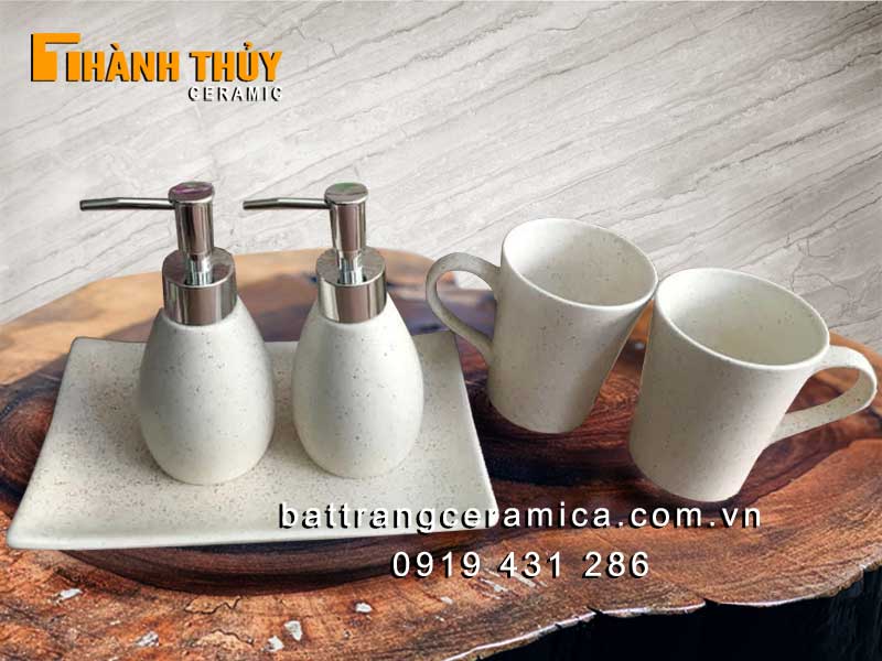 Bộ phụ kiện nhà tắm sứ Bát Tràng 5 món cao cấp sang trọng 