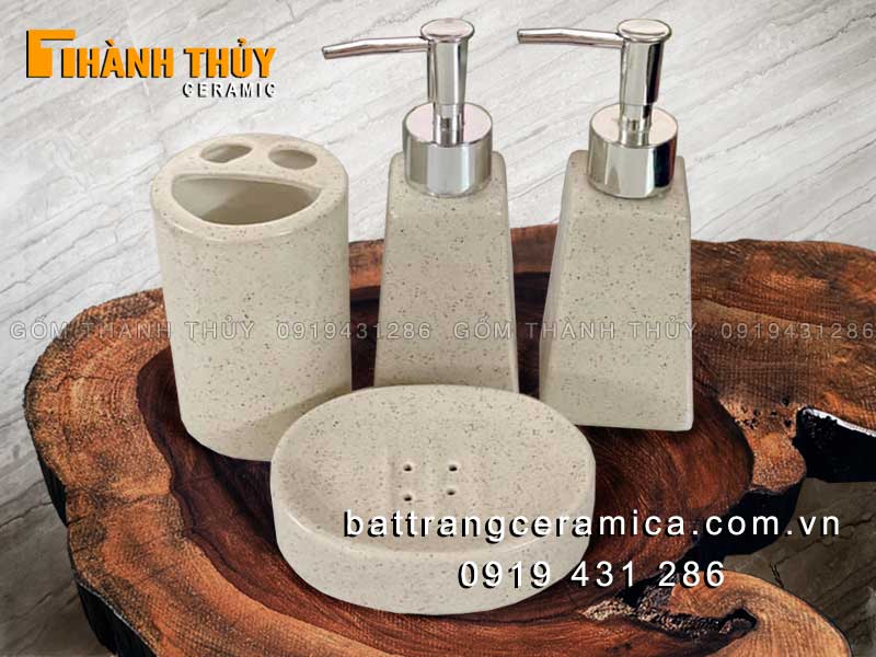 Phụ kiện phòng tắm sứ Bát Tràng cao cấp men cát sang trọng tiện lợi 
