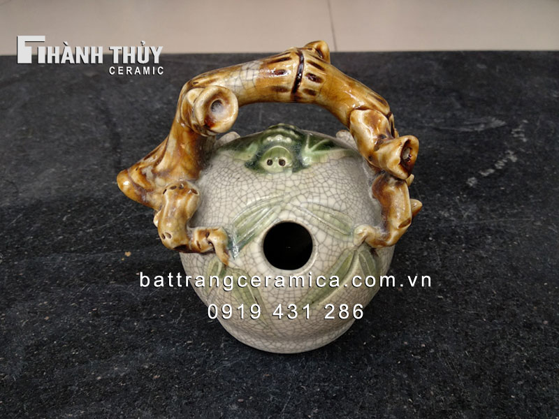 Bình vôi Trúc quân tử men rạn 13cm đẹp độc đáo quà tặng cao cấp