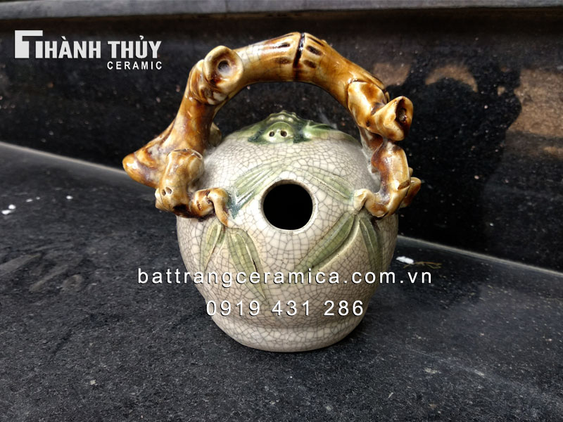 Bình vôi Trúc quân tử men rạn 13cm đẹp độc đáo quà tặng cao cấp