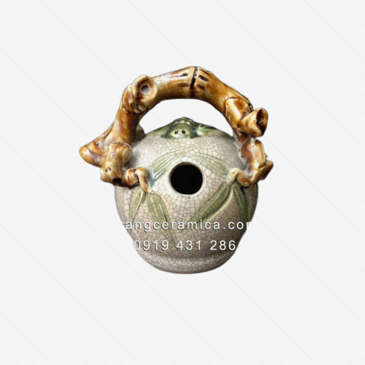 Bình vôi Trúc quân tử men rạn 13cm đẹp độc đáo quà tặng cao cấp 