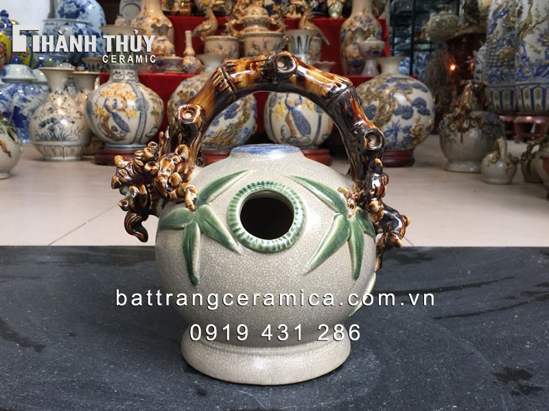 Bình vôi sứ Trúc men rạn cao 26cm đẹp sang độc đáo Bình vôi sứ Trúc men rạn cao 26cm đẹp sang độc đáo