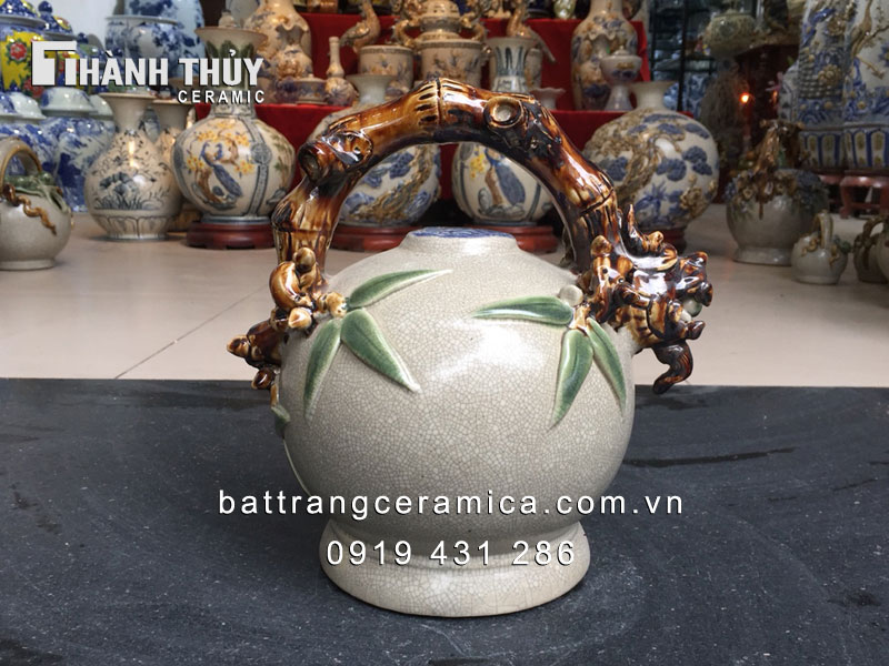 Bình vôi sứ Trúc men rạn cao 26cm đẹp sang độc đáo Bình vôi sứ Trúc men rạn cao 26cm đẹp sang độc đáo