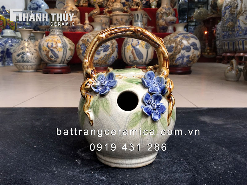 Bình vôi hoa Mai men rạn thủ công cao 22cm sang trọng quà tặng Bình vôi hoa Mai men rạn thủ công cao 22cm sang trọng quà tặng
