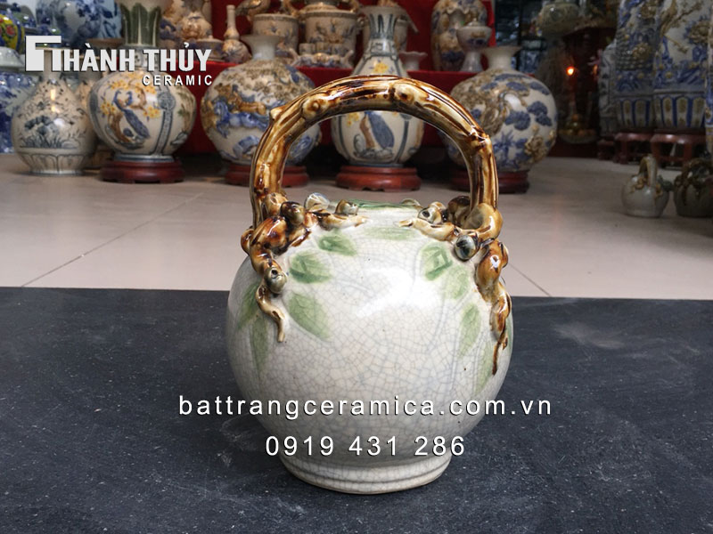Bình vôi hoa Mai men rạn thủ công cao 22cm sang trọng quà tặng Bình vôi hoa Mai men rạn thủ công cao 22cm sang trọng quà tặng