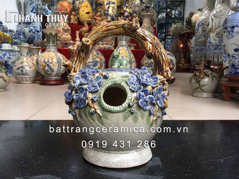 Bình vôi sứ hoa Mai 35cm cao cấp Quà tặng sang trọng Giá tốt 