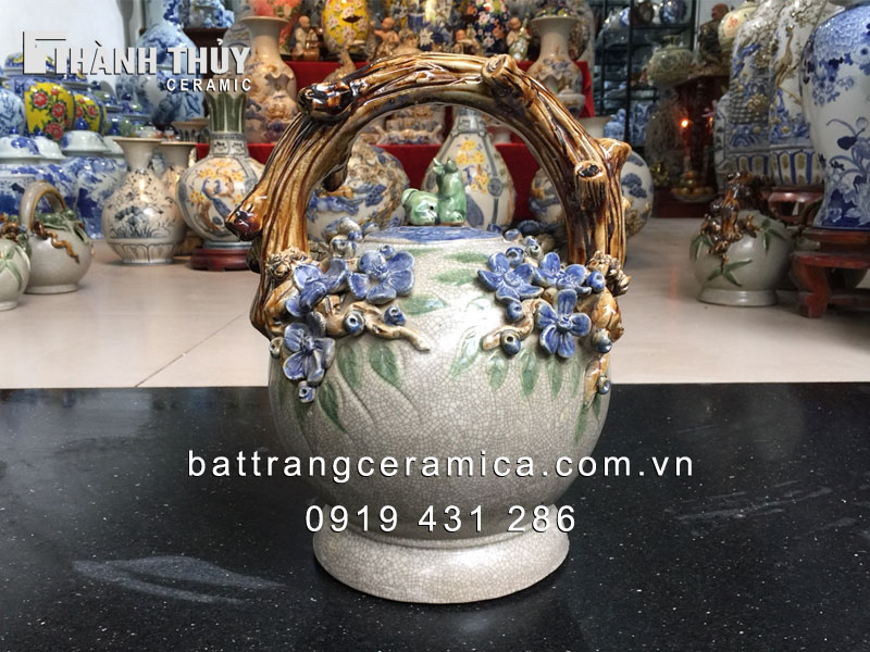 Bình vôi sứ hoa Mai 35cm cao cấp Quà tặng sang trọng Giá tốt