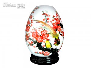 Bộ đèn xông tinh dầu hoa đào chim trĩ cao cấp quà tặng ý nghĩa